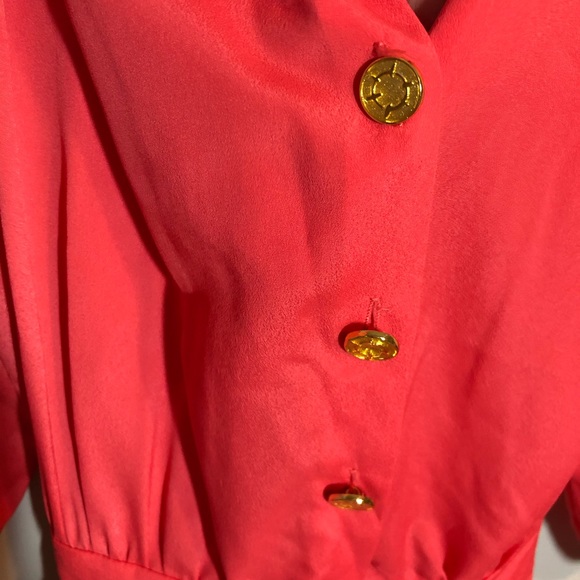 Eliza j coral tie dress gold buttons size 12 - Picture 2 of 5